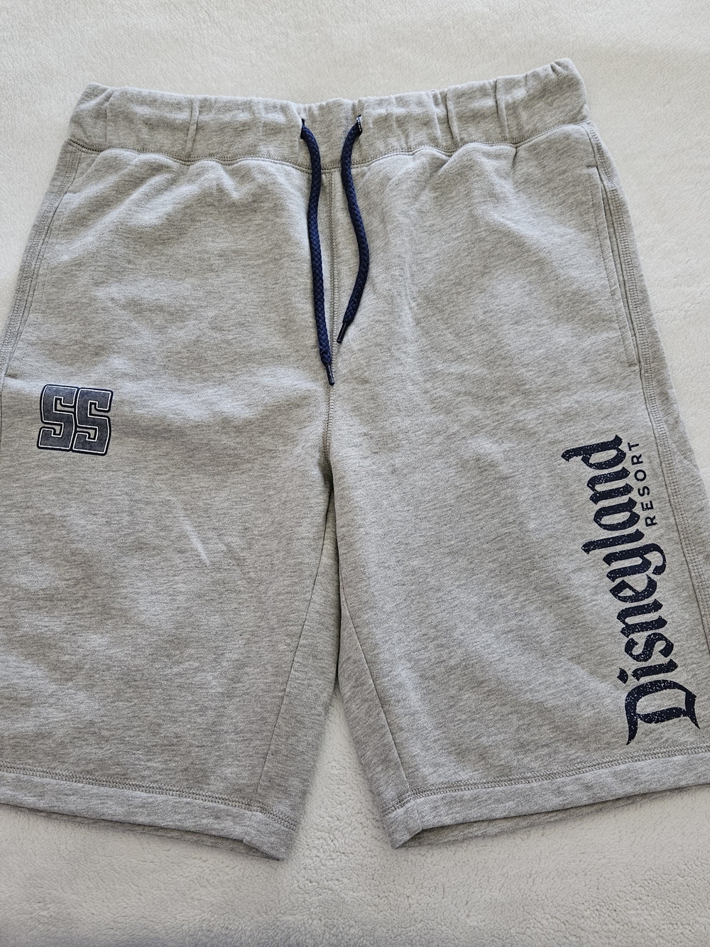 Disneyland 55 Men's Light Gray Athletic Shorts with Navy Logo